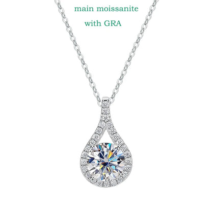 Smyoue Sparkling 1-5ct Moissanite Necklace for Women - S925 Sterling Silver Water Drop Pendant