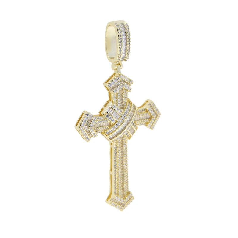 ATJMLADY Iced Out Cubic Zircon Cross Pendant for Men & Women