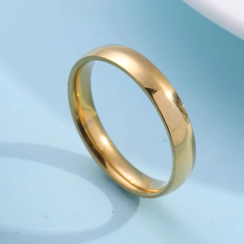 Fashion Simple Smooth Stainless Steel Ring In Gold & Silver