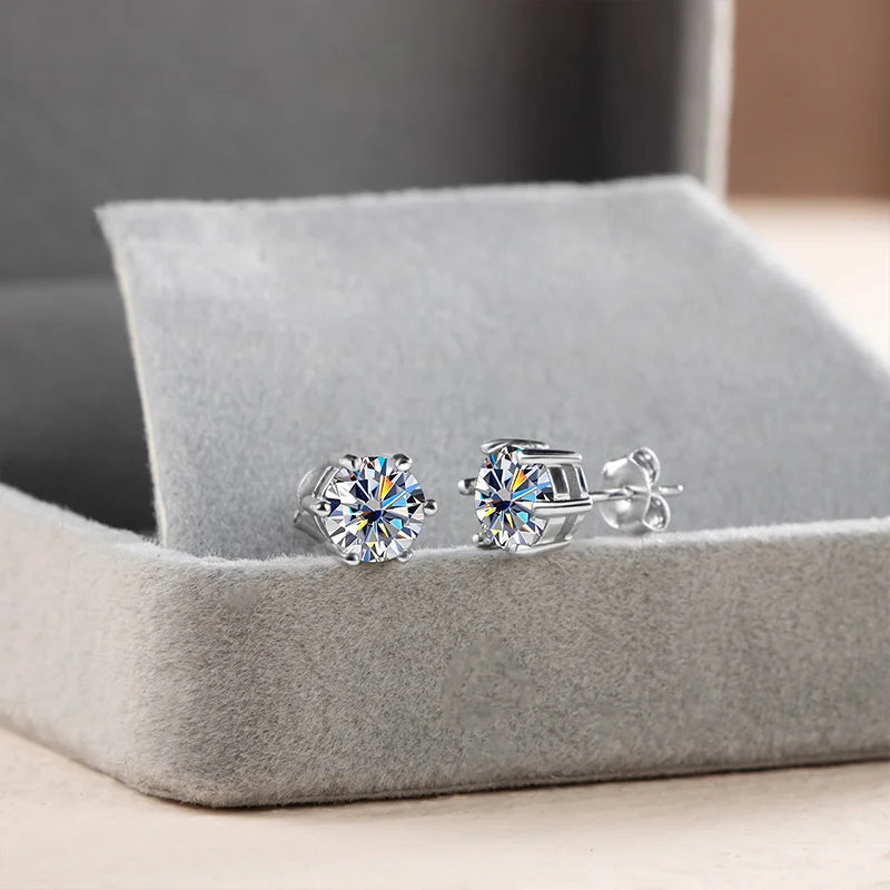 Bague Ringen Classic Moissanite D Colour S925 Sterling Sliver Plated Earring With Different Colour stones