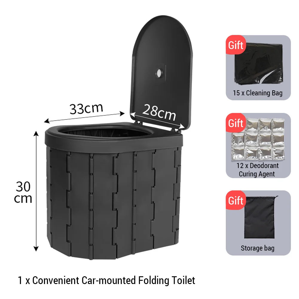 Portable & Folding Toilet Or Trashbin Odor-proof Non-slip For Camping & Travel