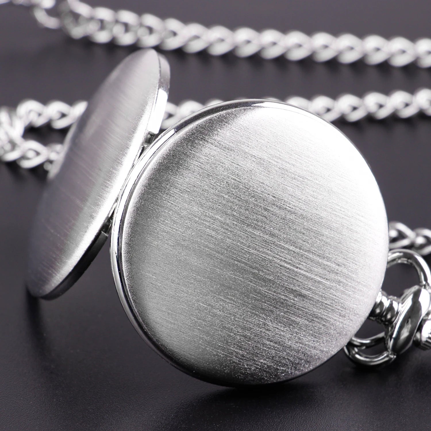 Number Dial - Smooth steel Quartz Pocket Watch Vintage number dial Pocket & Necklace watch pendant (37CM Fob Chain)