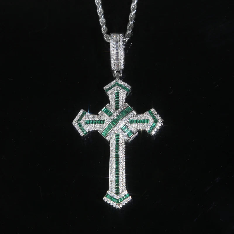 ATJMLADY Iced Out Cubic Zircon Cross Pendant for Men & Women