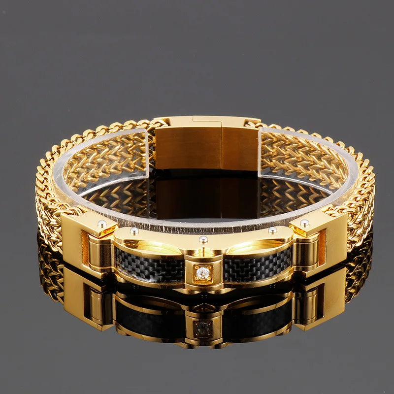 Fashionable and Trendy Bracelet - High-quality Stainless Steel Electroplated Inlaid Zirconia