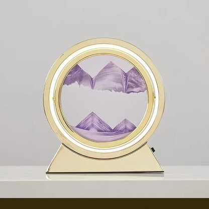 LED quicksand hourglass full circle with stand - Unique Art With Night Light