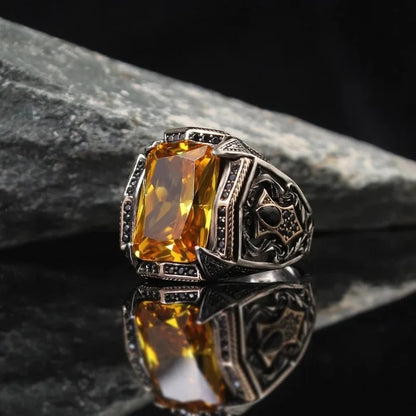 Retro Signet Ring Variants With Zircon Inlay Gems