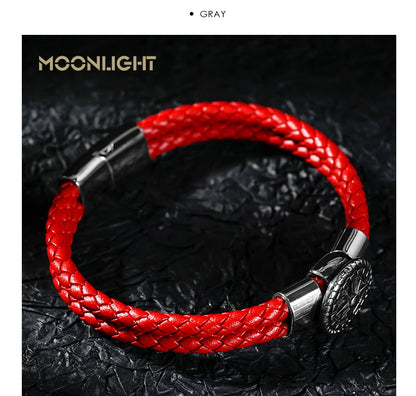 Genuine Leather Compass Bracelet For Men & Woman - Double Layer Braided Bracelet