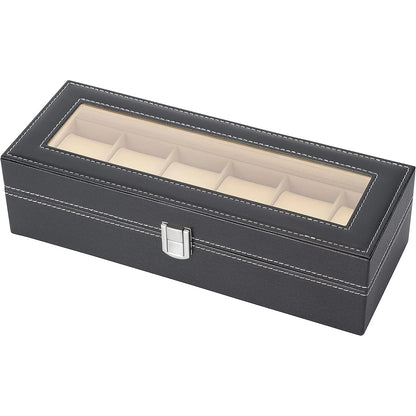 6 Slots PU Leather & Flannelette Watch Box