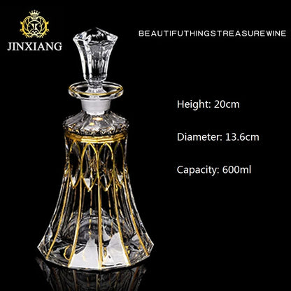 Crystal Glass Red Wine Decanter Foreign Wine jug Drawing Gold line Whisky Bottle liquor Dispenser wine jug