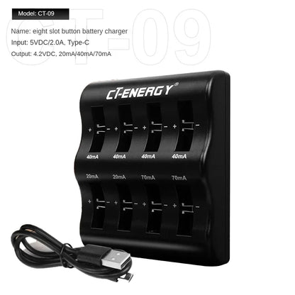 8 Slot Lithium Coin Battery Smart Charger For 1220 1240 1620 1632 2032 2025 2016 2430 2440 2450 2477 Travel Portable Charger