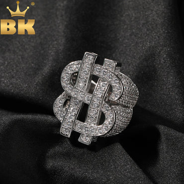 THE BLING KING Luxury Dollar Sign Iced Out Cubic Zirconia Ring