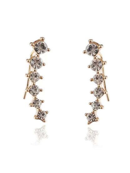 Elegant Multi Colour 6 Gem Rhinestone Ear Clip Earrings