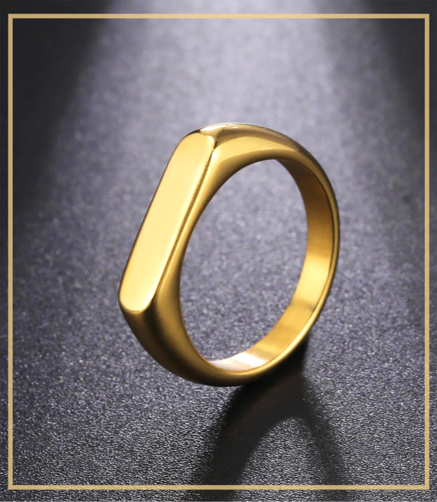 Compact Stainless Steel Signet Ring In Gold & Silver