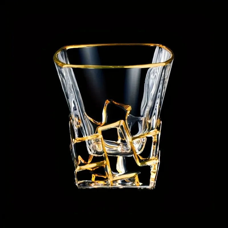 Golden Line Whiskey Glasses - Multi Functional Crystal Glases For Wine, Whisky, Beer & Cocktails