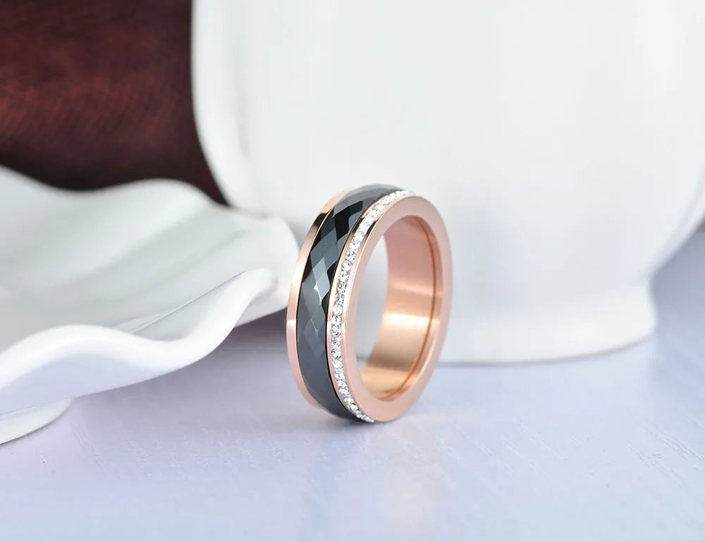 Lokaer classic 6mm Stainless Steel Ceramics Rings in Gold, Silver, Rose Mixed Colours