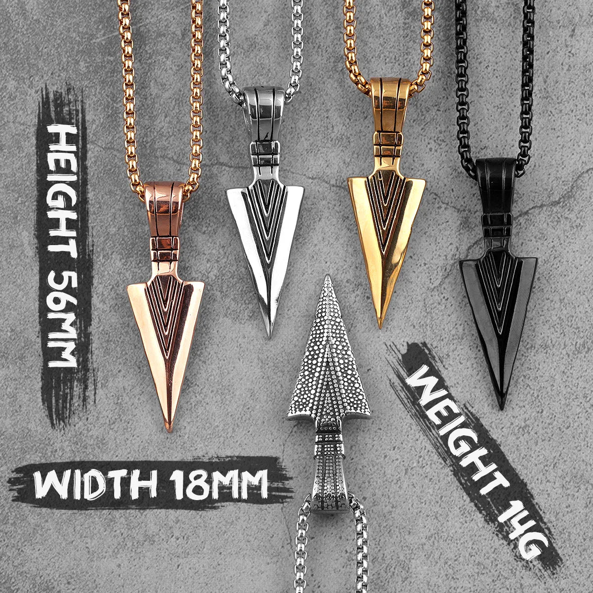 Spartan Spearhead Pendant Necklaces - Stainless Steel & Different Variants