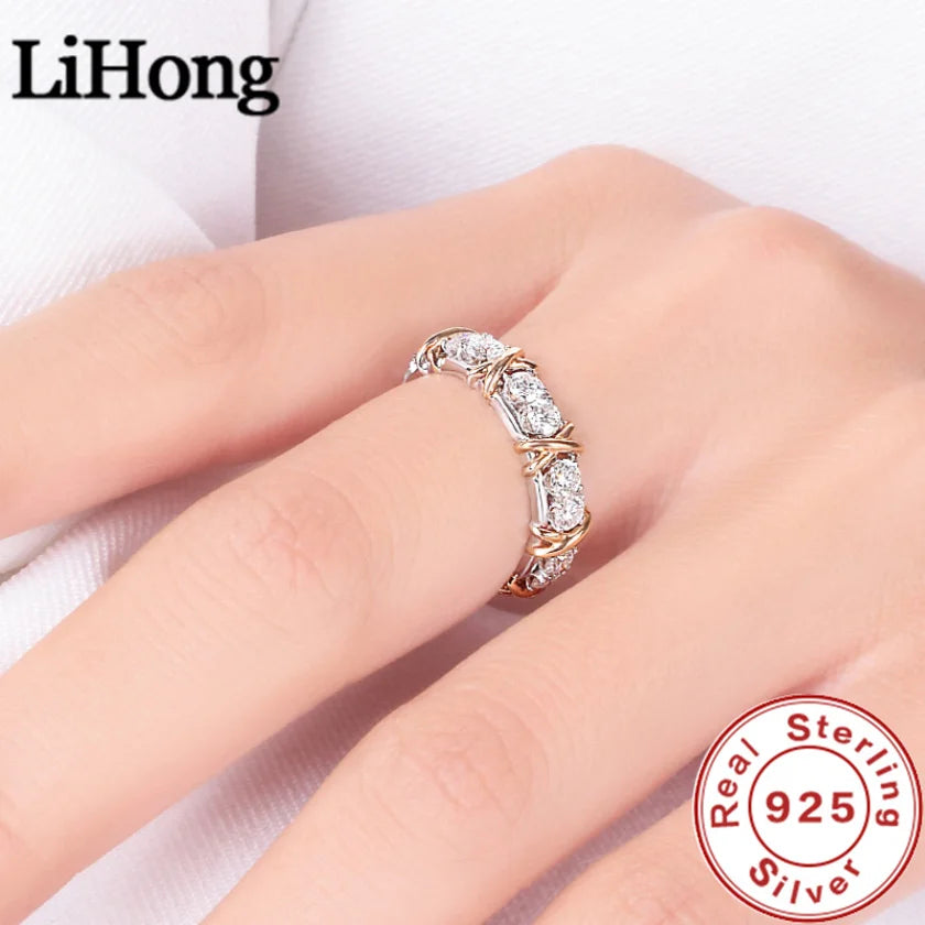 Luxury 925 Sterling Silver Ring Interlaced With Aaa Zircon For Women