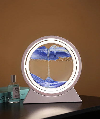 LED quicksand hourglass full circle with stand - Unique Art With Night Light