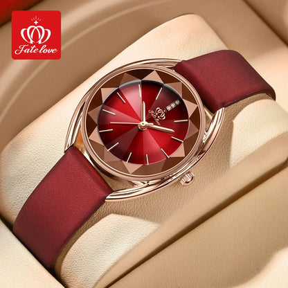 POEDAGAR Quality luxurious Red Strap Watch For Woman - Quartz Clockwork, Waterproof With Box