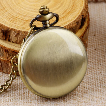 Number Dial - Smooth steel Quartz Pocket Watch Vintage number dial Pocket & Necklace watch pendant (37CM Fob Chain)