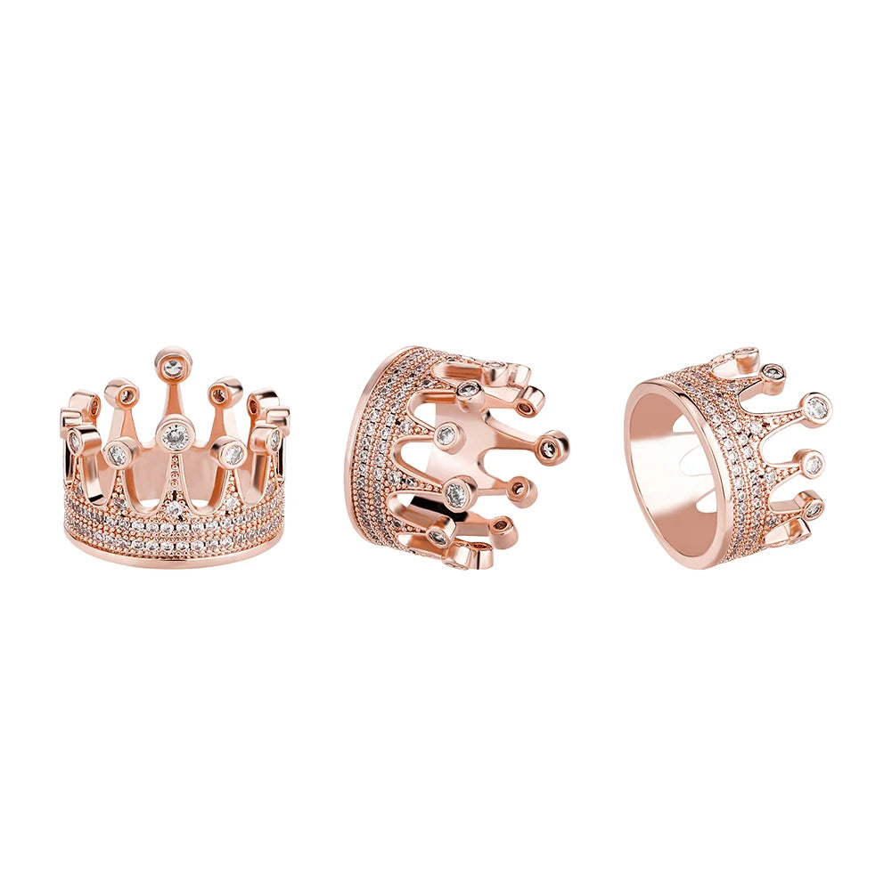 TOPGRILLZ Iced Out Crown Rings High Quality Micro Paved AAA Cubic Zirconia Ring