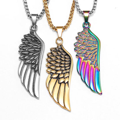 Metal Town Angel Wings Pendant With Stainless Steel Chain Necklaces