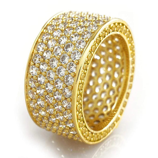 Huitan Luxury Full Paved Wide Gold & Silver Colour Ring