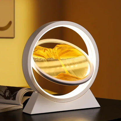 LED quicksand hourglass full circle with stand - Unique Art With Night Light