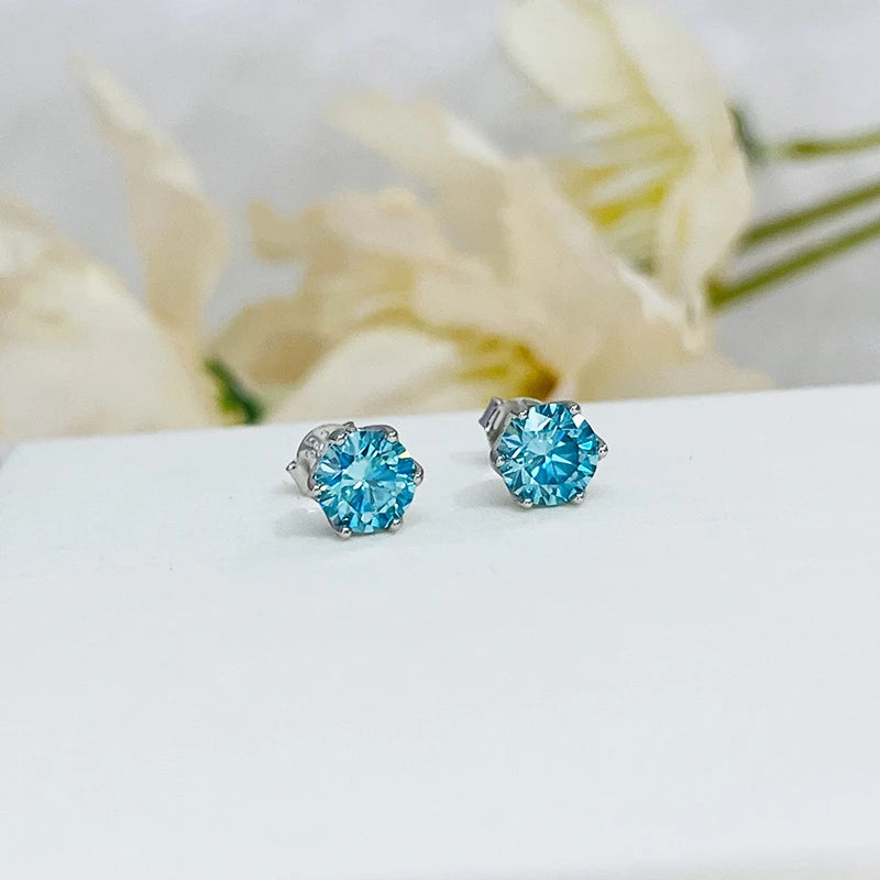 JoyceJelly Multiple Colour Moissanite 0.5/1CT VVS1 D Color S925 Sterling Silver Stud Earrings