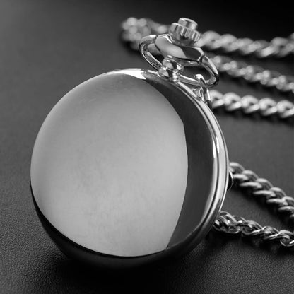 Number Dial - Smooth steel Quartz Pocket Watch Vintage number dial Pocket & Necklace watch pendant (37CM Fob Chain)