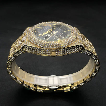 MISSFOX Luxury Fully Iced Out Automatic Diamond Watch