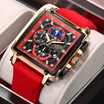 LIGE Quality Luxurious Chronograph Watch - Silicone strap - Quartz Clockwork, Waterproof With Box