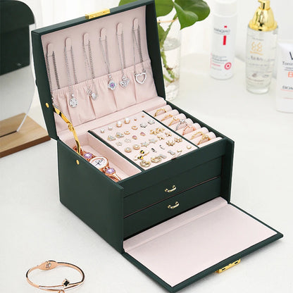 Trendy lock arch three-layer jewelry box, suitable for all kinds of jewelry storage