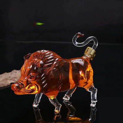 Luxury Glass Decanter Wild Boar - Capacity 1000ML