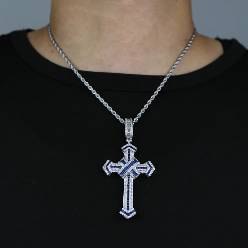 ATJMLADY Iced Out Cubic Zircon Cross Pendant for Men & Women