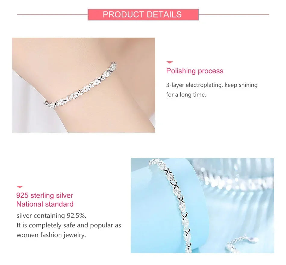 Quality Multiple Style Silver Bracelets For Women - 925 Sterling