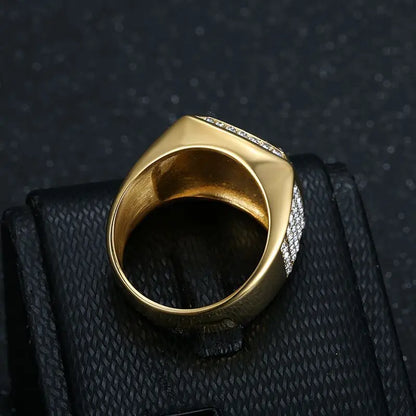 KeloKang Bling Iced Out Stainless Steel BOSS Gold & Silver Colour Ring