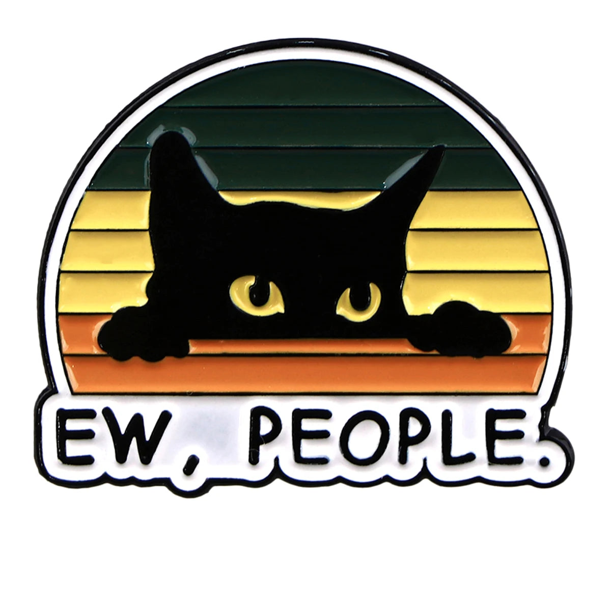 Ew,People Funny Black Cat Enamel Pin Brooches For Women Lapel Pins Badge on Backpack Costume Accessories Jewelry Vintage Gift