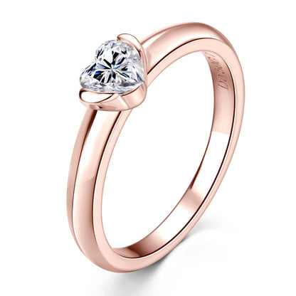 IOGOU Heart Shaped 0.5 carat Moissanite Rings for Women In White, Yellow & Rose Gold