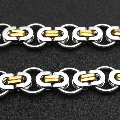 Byzantine Round Stainless Steel link chain Necklace