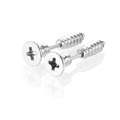 1Pair Punk Fashion Colorful Stainless Steel Screw Stud Earring