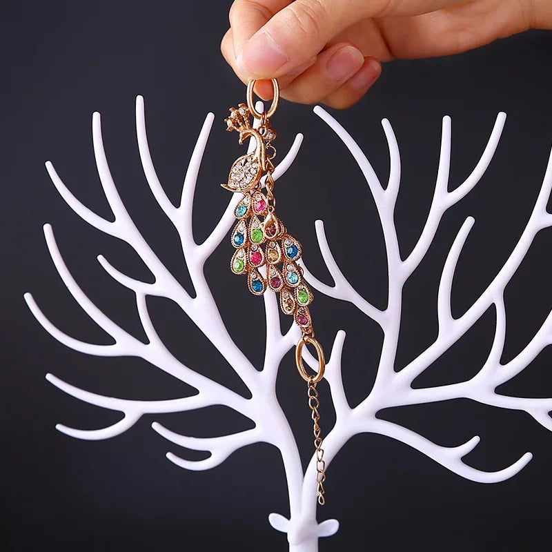 DQG Tree Jewelry Display Stand For Earrings, Necklaces & Rings In Red/Pink/Black And Grey