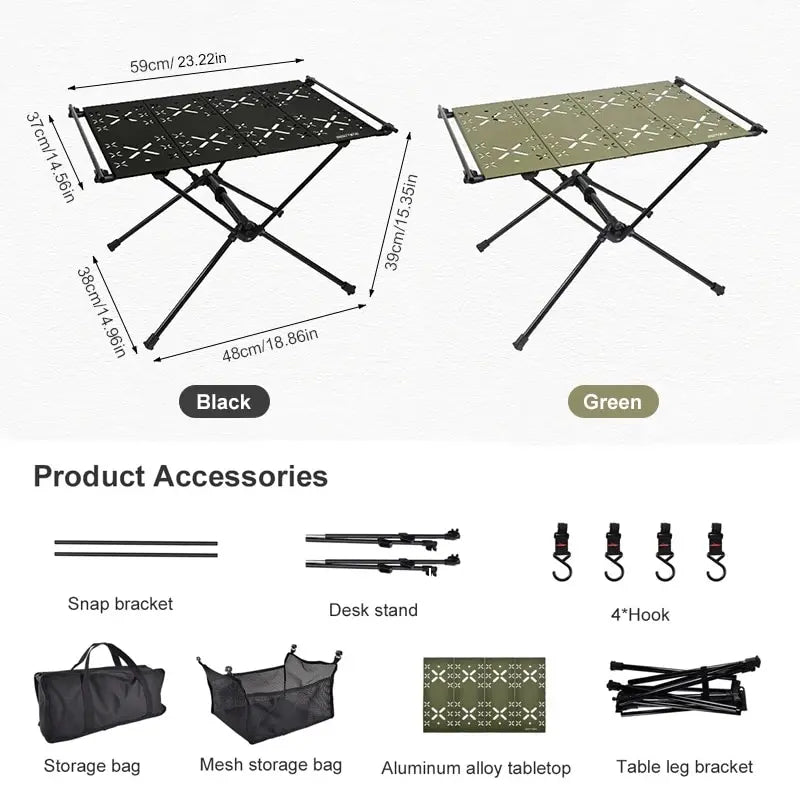 WESTTUNE Outdoor Ultralight Adjustable & Folding Camping Table