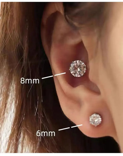 1Pairs Strong Magnetic Zirconia Crystal Stud Clip Earrings