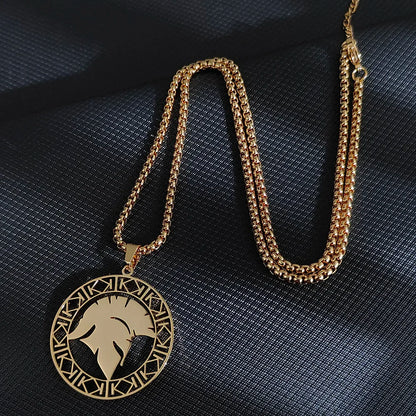 Spartan Warrior Helmet Pendant With Stainless Steel Chain In Gold/Silver/Black Necklace