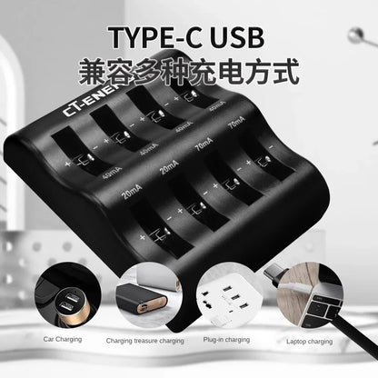 8 Slot Lithium Coin Battery Smart Charger For 1220 1240 1620 1632 2032 2025 2016 2430 2440 2450 2477 Travel Portable Charger