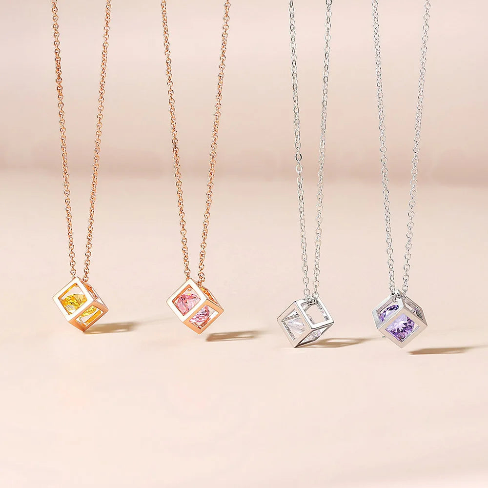 ZHOUYANG Cube Zircon Necklace For Women