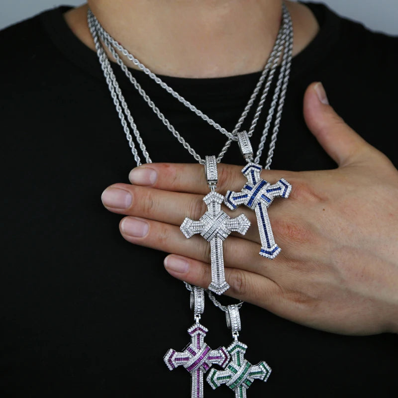 ATJMLADY Iced Out Cubic Zircon Cross Pendant for Men & Women