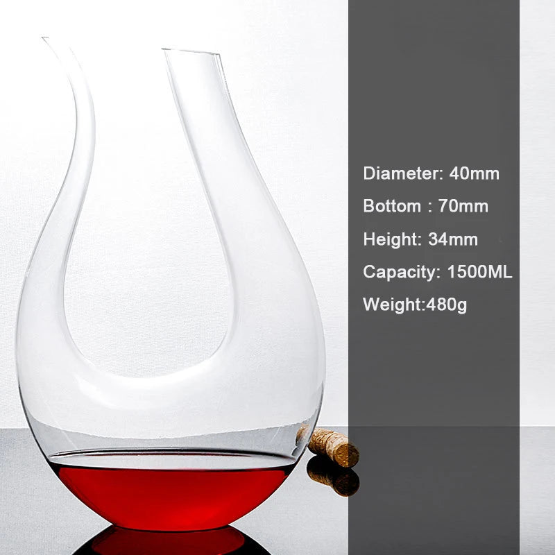 (Can Engrave Logo) 1800ML Glass Decanter, Quick Decanter With Handle, Large Capacity Wine Dispenser, Red Wine Set