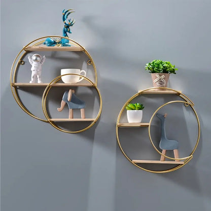 Iron Decorative Wall Shelf Modern Gold - Nordic Style Space Saving Wall Storage Rack